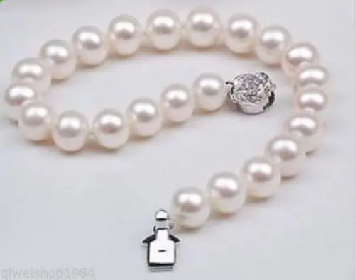 Wholesale price 16new ^^^^^^^Natural AAA 9-10mm White Akoya Pearl Bracelet 7.5&quot | Украшения и аксессуары