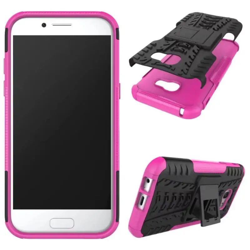 Чехол для Samsung Galaxy A5 2017, мягкий резиновый + жесткий пластиковый, с функцией стойки, защищает телефон.