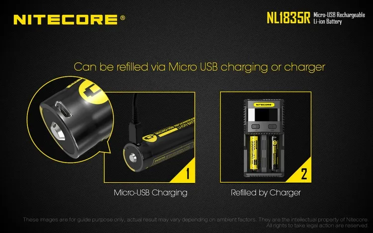 Топ продаж NITECORE встроенный USB порт зарядки NL1826R NL1834R NL1835R высокая производительность 18650 Защищенный Литий-ионный аккумулятор