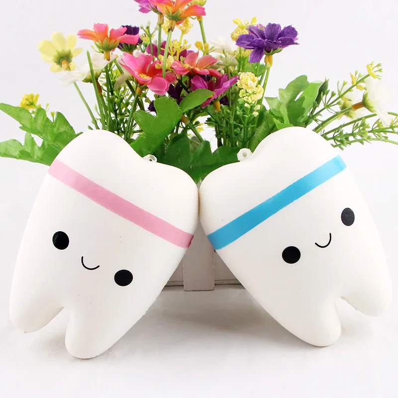 11 см Новинка игрушка мягкий зуб розовый синий ручной Спиннер медленно поднимающийся Kawaii мягкие для сжатия симпатичный сотовый телефон ремень Детские игрушки Детские подарок