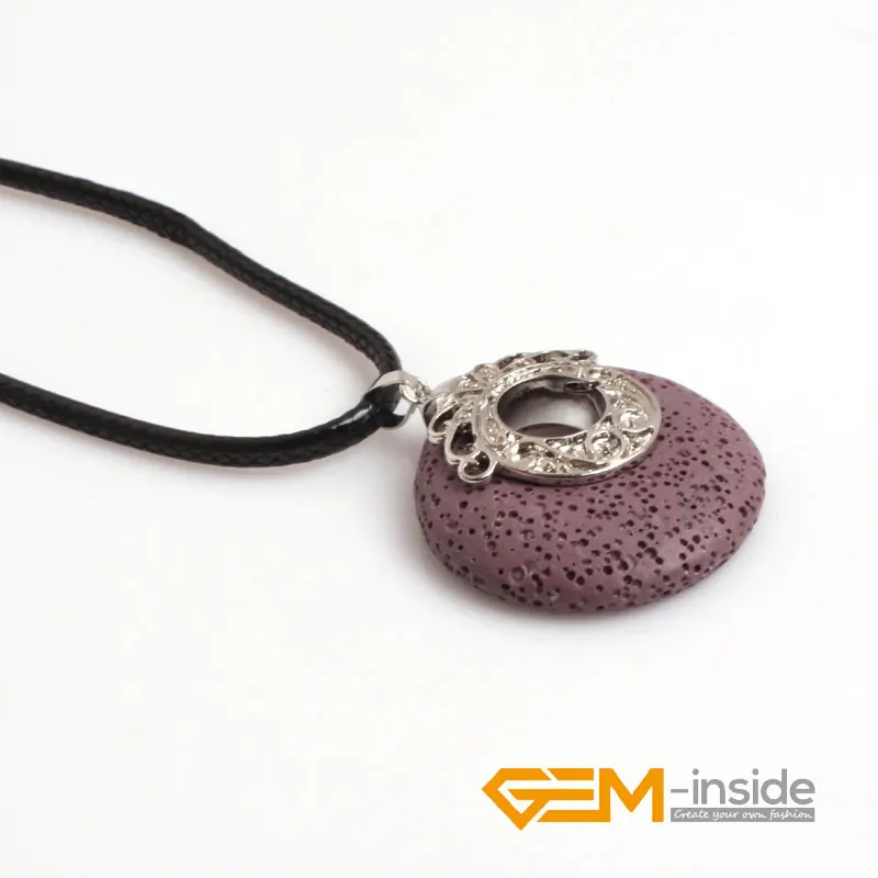 Вулканическая лава для монет 40 мм кожаное ожерелье с подвеской из губчатого