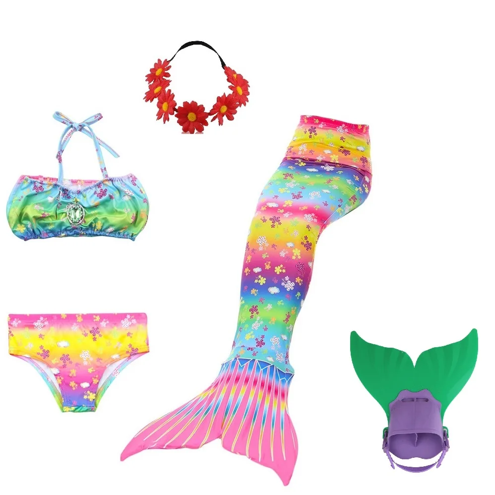 Купальный костюм для мальчиков зеленый хвост русалки Моноласты девочек монофина
