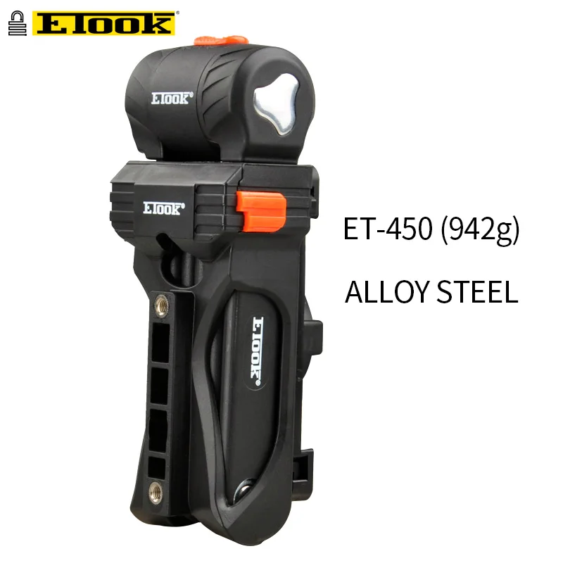 ET450-Black Etook складной замок для горного велосипеда замок для электровелосипеда Аксессуары для велосипеда патентный замок кронштейн дизайн клетка для бутылки может быть установлена - Цвет: ET450-Black