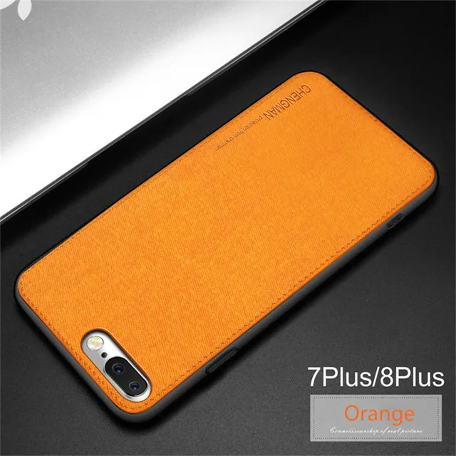 Orange Винтажные тканевые чехлы для телефонов для iPhone 7 8 Plus, ультратонкий деловой тканевый Мягкий защитный чехол для iPhone XS Max XS X XR 6 6S - Цвет: Orange