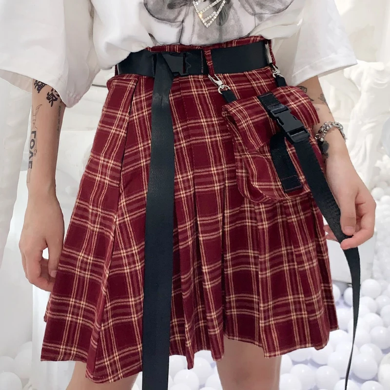 Женский плиссированный комбинезон Harajuku Облегающий с высокой талией карманами и