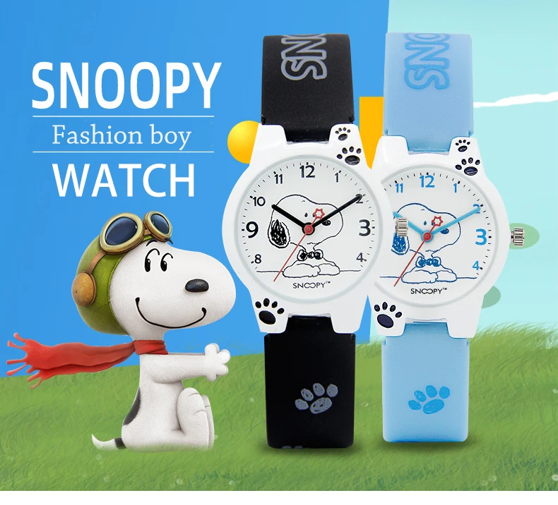 Snoopy детские часы для мальчиков с мультяшным ремешком студенческие часы Брендовые повседневные модные милые кварцевые наручные часы водонепроницаемые
