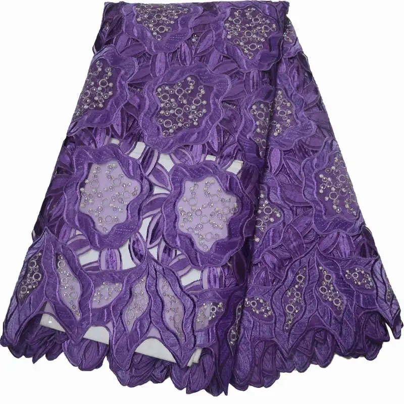 Нигерийская французская Wthie Тюлевая кружевная ткань с блестками 2019
