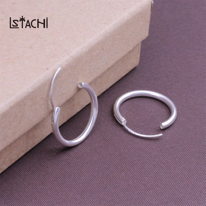 LSTACHi 925 Щепка большие серьги обруча для Для женщин круглые круг Brincos Ювелирные