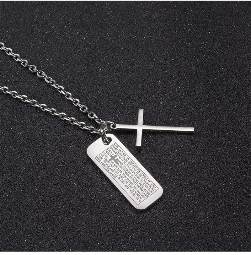 ER 2018 титана Иисуса Креста Neckless Мужчины лорды молитвенный кулон христианские