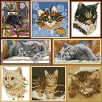 needleworkdiy dmc cross stitchsets for embroidery kitsprecise printed cat series patterns counted cross stitch for beginners