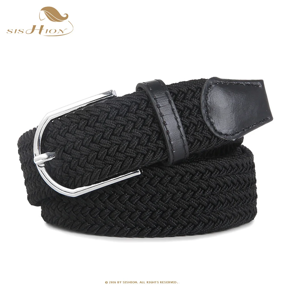 

SISHION Casual Explosion Women Canvas Elastic Belts Elastic Knitting Pin belt Buckles for men SP0172