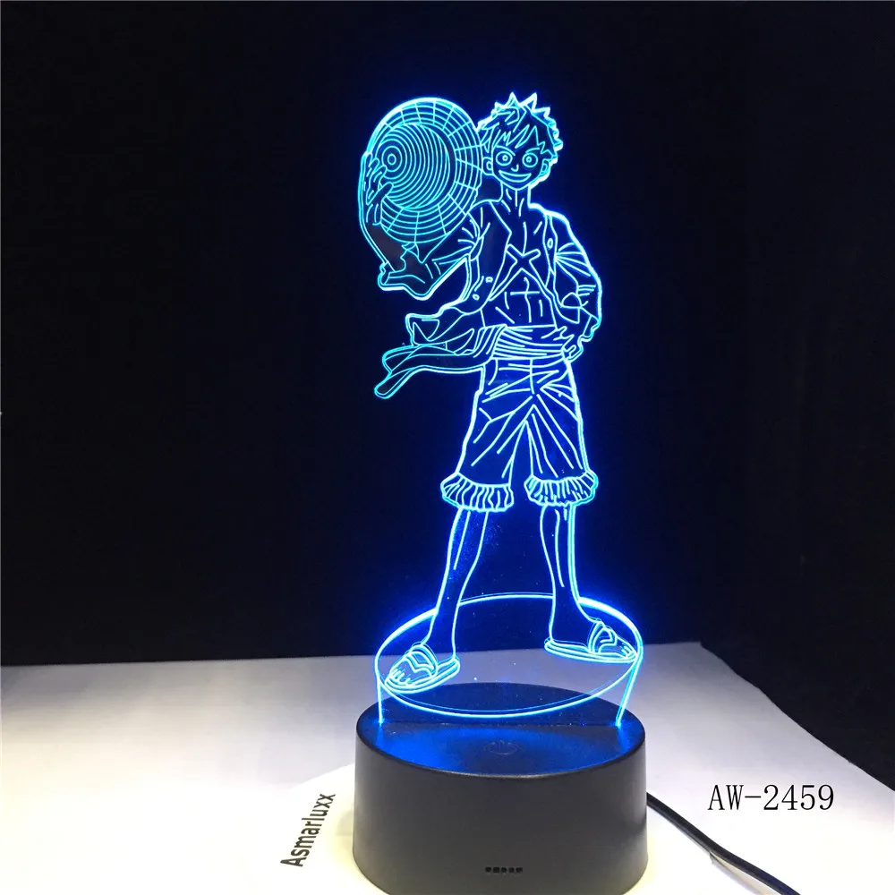 Luffy аниме цельное моделирование 3D Светодиодная сенсорная кнопка USB детская