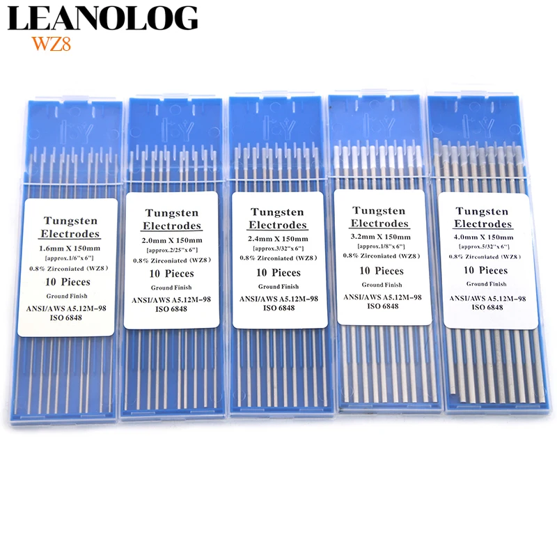 Вольфрамовый электрод WZ8 прут Tig 1 0/1 6/2 0/2 4/3 0/3 2/4 0 мм x 150 (6 дюймов) белая головка 0.8%