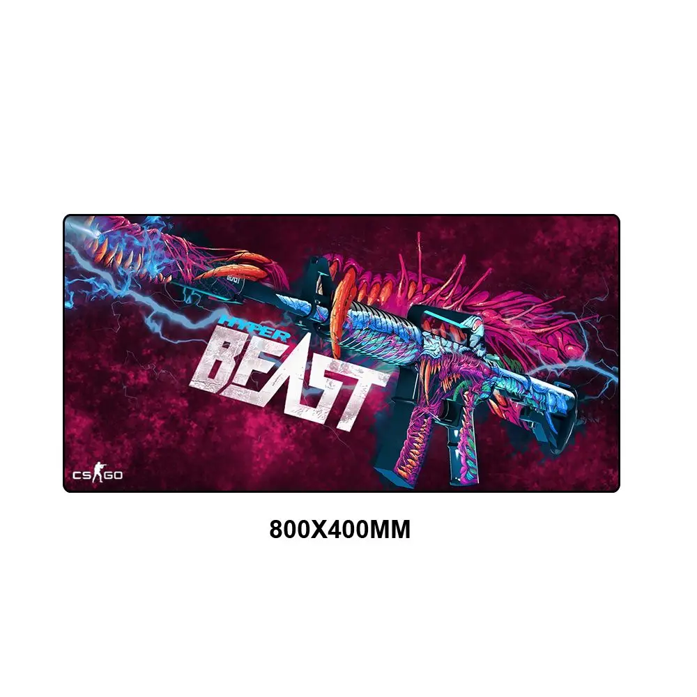 800x400MM Коврик для мыши CSGO большой коврик для мыши XL XXL резиновый противоскользящий Hyper Beast коврик для мыши коврики игровая мышь клавиатура CS GO скоростной коврик для мыши коврик - Цвет: 800x400MM