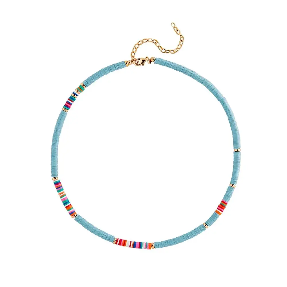 necklace 22 Богемский воротник vsco девушка lucite shell Чокеры Ожерелье bijoux femme переработанный диск Африканский виниловый бисер ожерелье для женщин HEISHI - Окраска металла: necklace 22