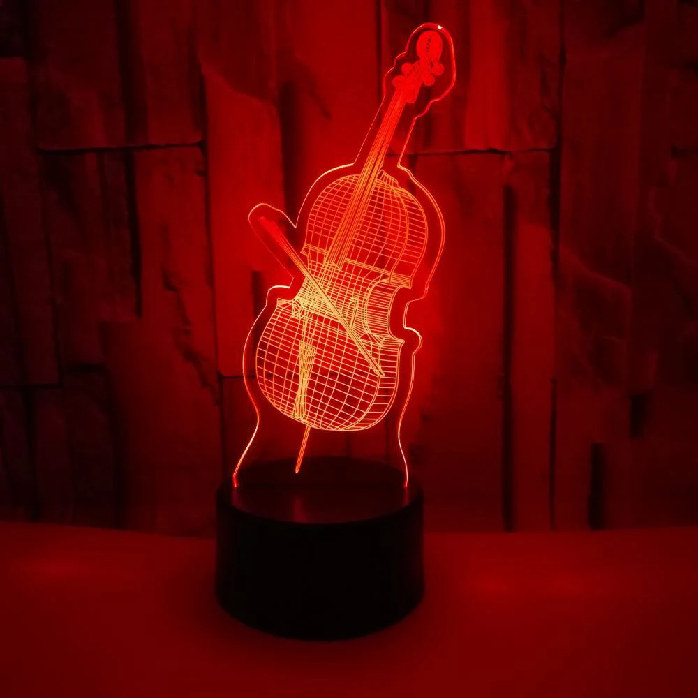 Сенсорный переключатель для скрипки 7 цветов модель басов 3D ночной светильник