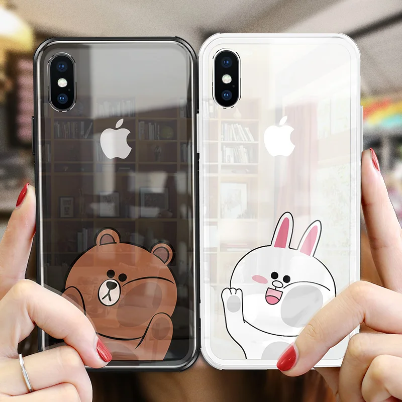 VPOWER для iPhone X 6 7 8 plus чехол с мультяшным рисунком закаленное стекло