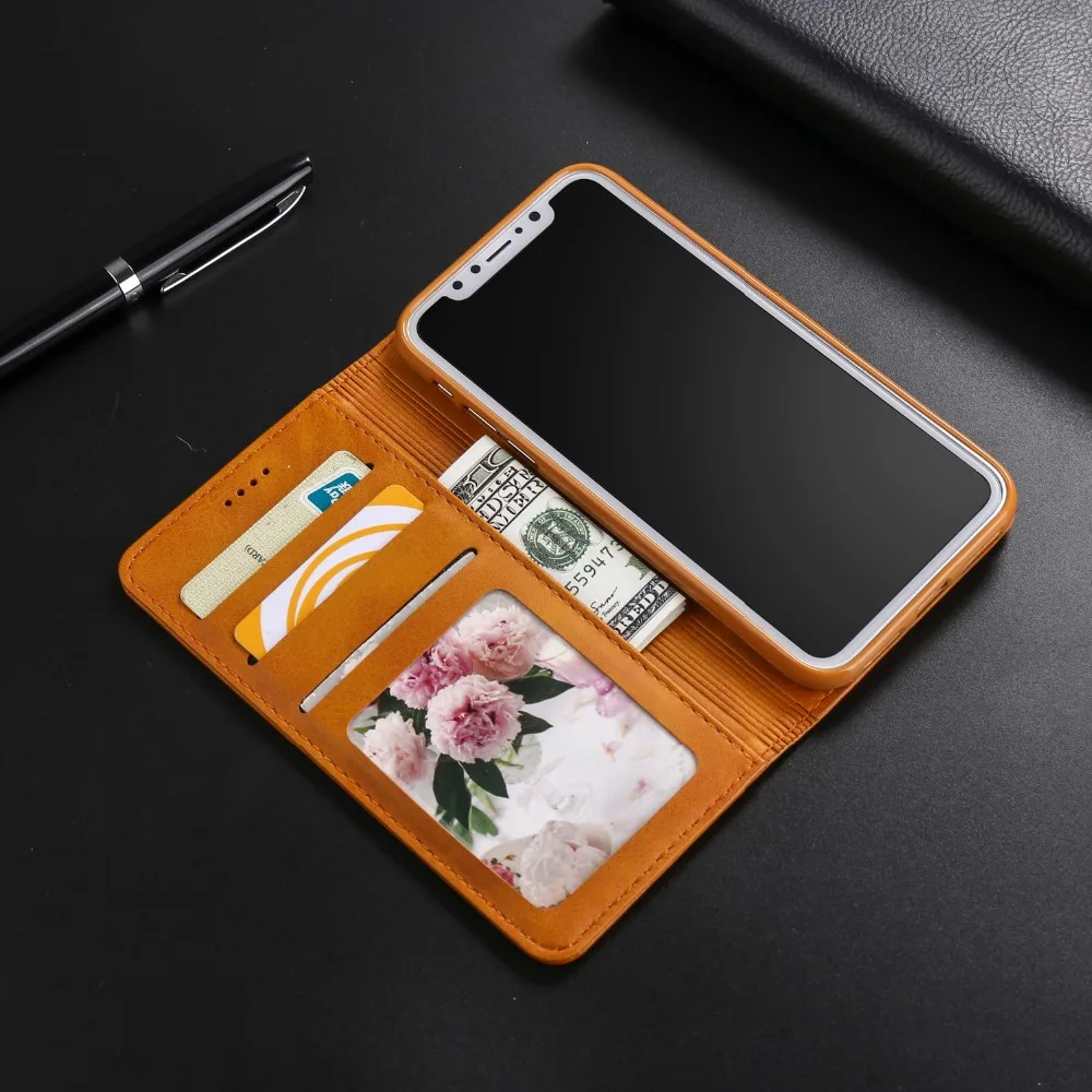 Чехол чехол для Apple IPhone X 5 5S SE 6 6 S 7 8 плюс XR XS Max с люкс Ретро кожаный денежных слот откидной Бумажник для телефона