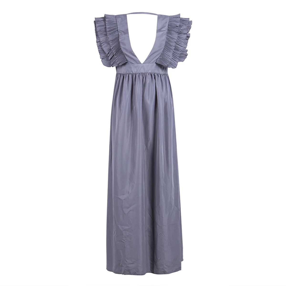 Серый Сексуальный Vrouwen Diepe V-hals Ruches Boho Maxi Club Rode Jurk бандаж Lange Jurk вечерние Bruidsmeisjes Infinity Robe Longue Femme - Цвет: Серый