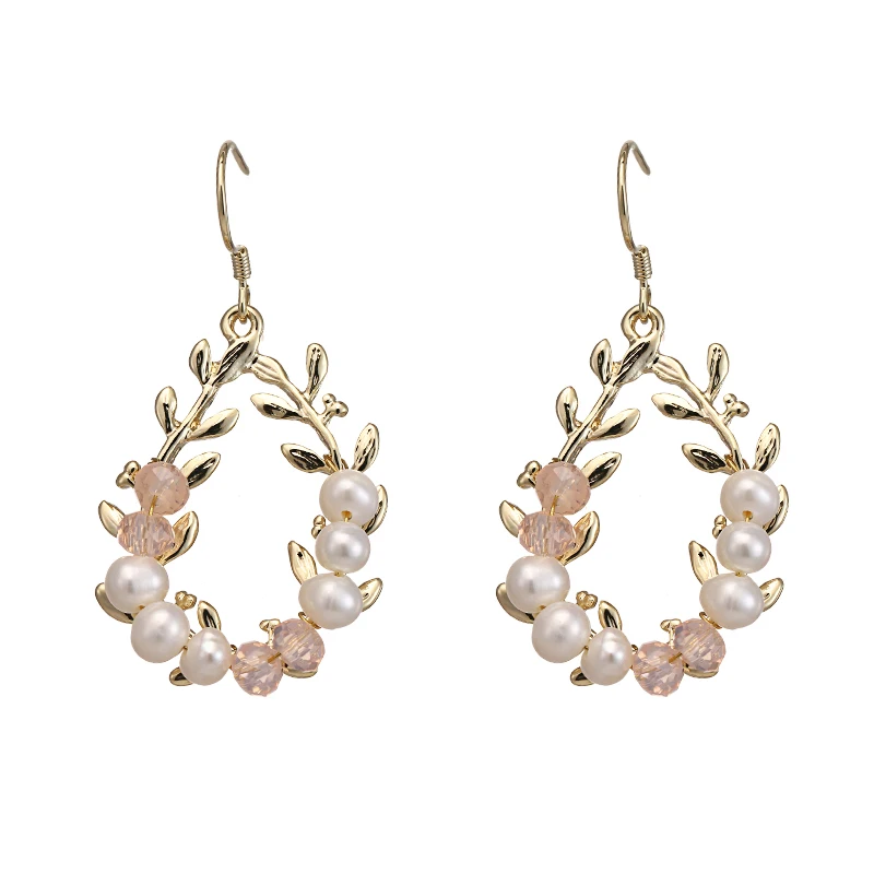 Yhpup Trendy Exquisite Natural Pearls Dangle Earrings Crystal Copper Plant Elegant Chic S925 for Bride Party Brincos | Украшения и