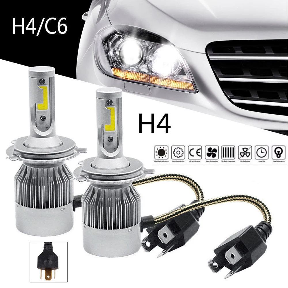 2 шт./компл. C6 H4 7600LM 36W 7600Lm Светодиодные Автомобильные фары 12v преобразования
