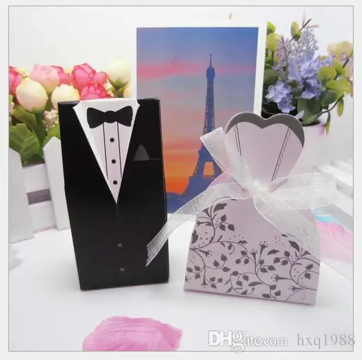 

Wholesale New 50pcs/pair bride and groom sweet box wedding favour boxes wedding favors