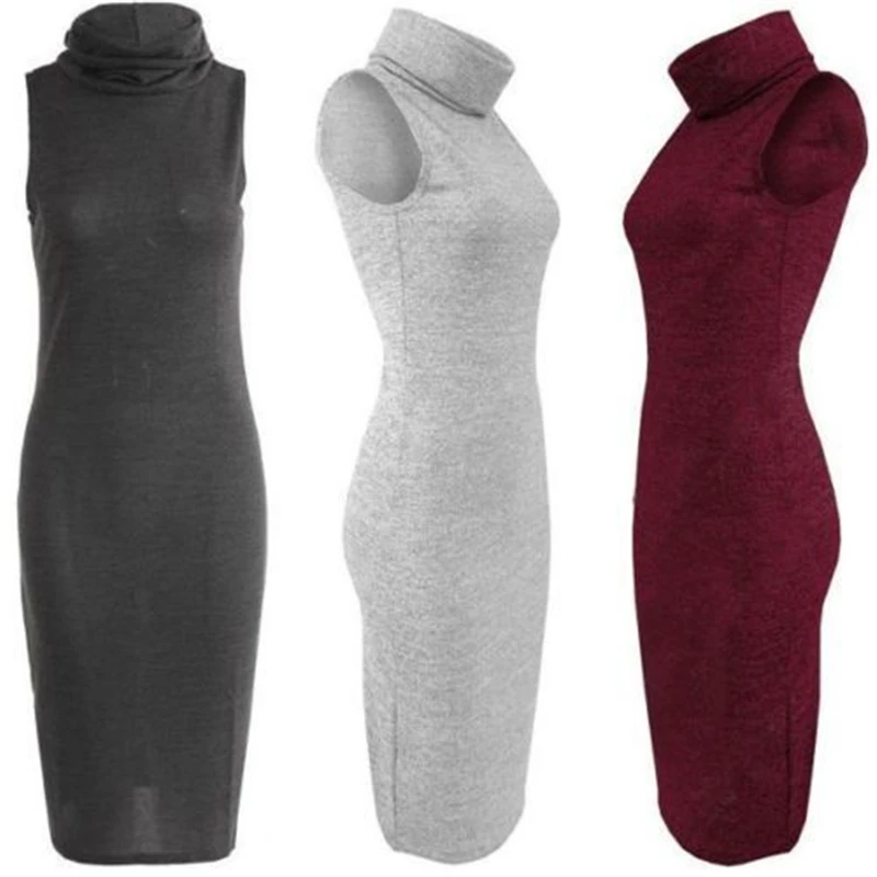 Черное платье без рукавов на осень и зиму 2018 сексуальное облегающее футляр с