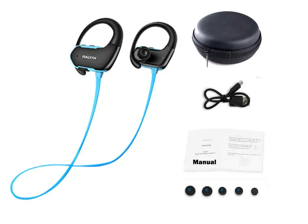 Blue Ralyin портативный MP3 музыкальный плеер 8 Гб наушники плеер mp3 плеер гарнитура спортивные наушники mp3 водонепроницаемый для xiaomi - Цвет: Blue