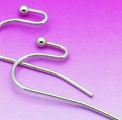 Rhodium Silver 100unids ушной крючок с круглой головкой серебро/золото/античная бронза упругие серьги линия Ювелирная фурнитура - Цвет: Rhodium Silver