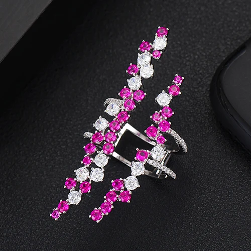 Hot Pink GODKI, известный дизайн, роскошное, галактика, звезда, Крупное кольцо для женщин, свадьба, кубический Ziron CZ, свадьба, Дубай, свадебное кольцо на палец - Цвет основного камня: Hot Pink