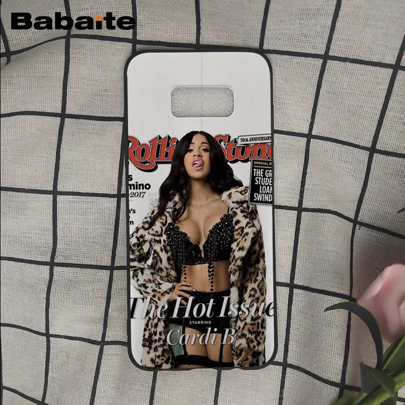 Модный Nova Cardi B язык тонкий силиконовый черный чехол для телефона Samsung Galaxy s9 s8 plus note