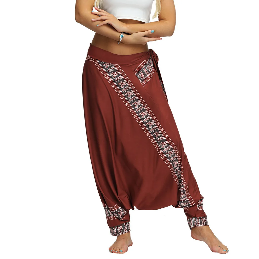 Женские панталоны женские шаровары pantalones mujer pantalones de mujer Уличная Повседневная Свободная мешковатая Boho Aladdin брюки Z4