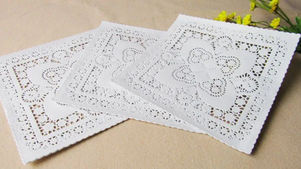 (100 шт./лот) 8 ''кружево квадратной бумаги салфетки для рукоделия Doyleys Свадебные