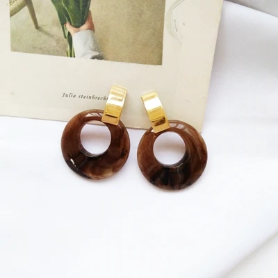 brown stud Сладкая коричневая серая слоновая кость, резина элегантные серьги - Окраска металла: brown stud