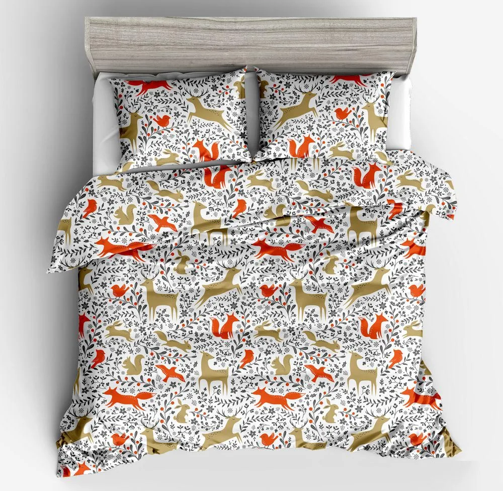 Fashion 3D Print sika deer Christmas 100% Polyester yellow red duvet cover twin full queen king size good quality bedding set | Дом и сад