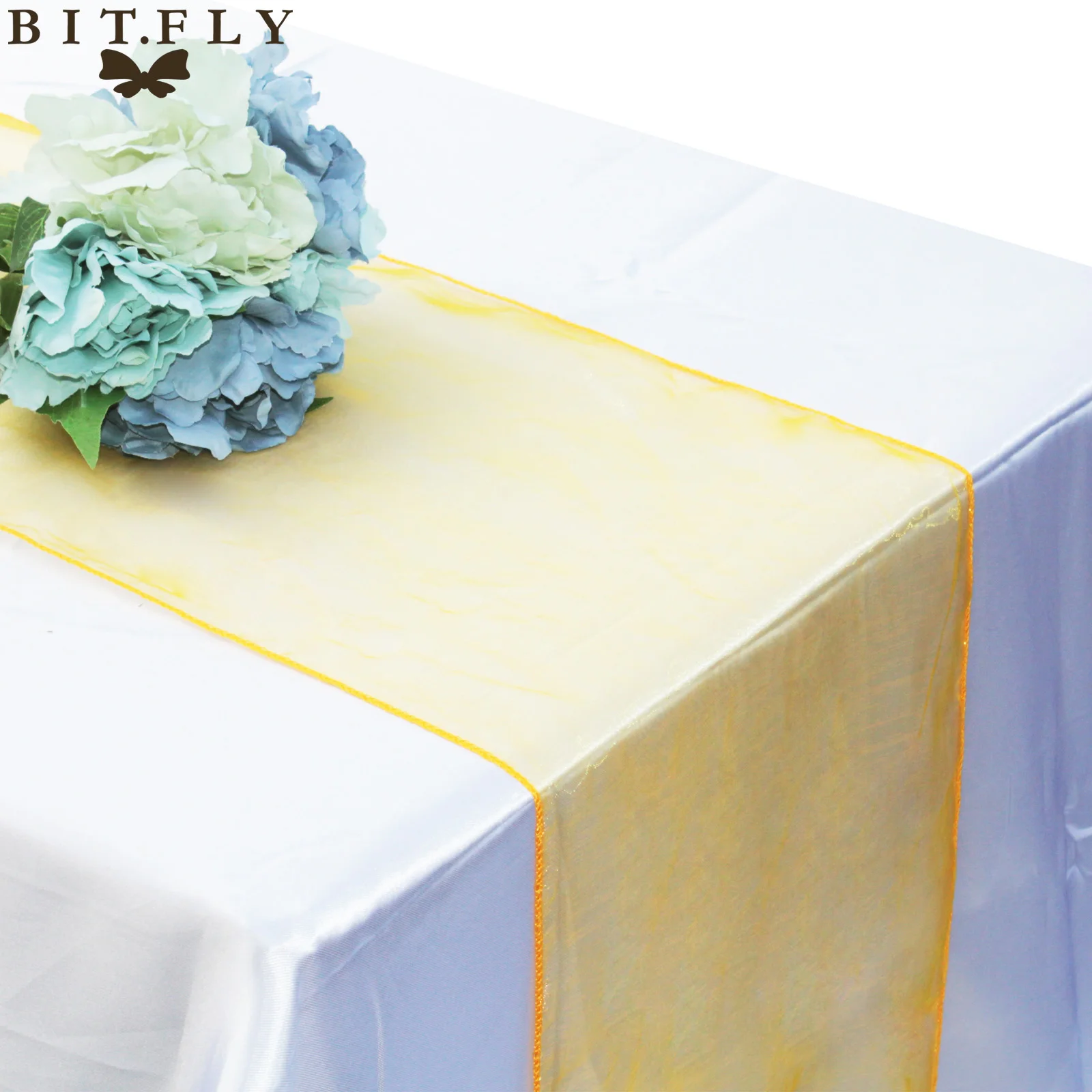 Camino de mesa de Organza de 30x275cm, tela suave transparente para boda, fiesta, banquete,