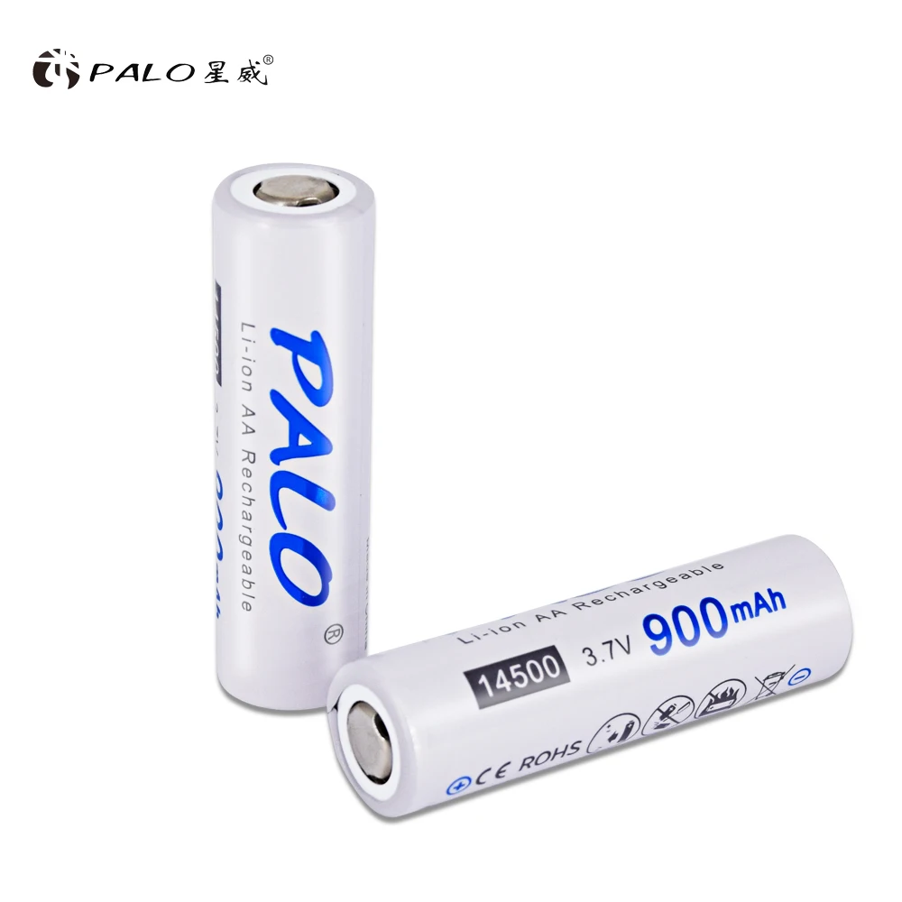 PALO 14500 900mAh 3 7 V литий ионная аккумуляторная батарея AA литиевая для светодиодных