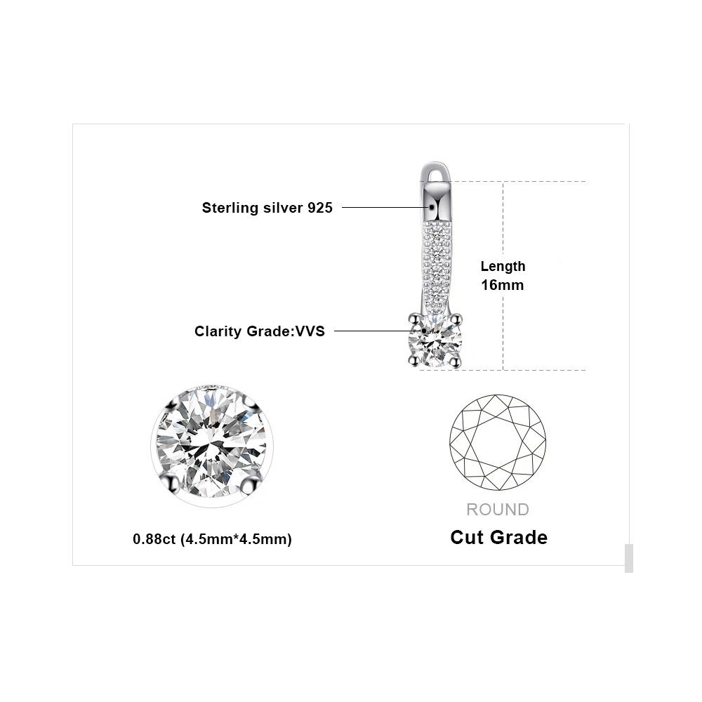 JewelryPalace кубического циркония серьги клипсы 925 стерлингового серебра для женщин в