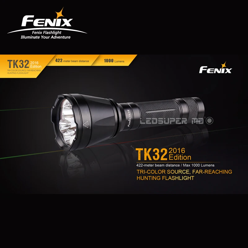 Дальний фонарь Fenix TK32 1000 люменов трехцветный охотничий фонарь с 422 метровым дальностью луча