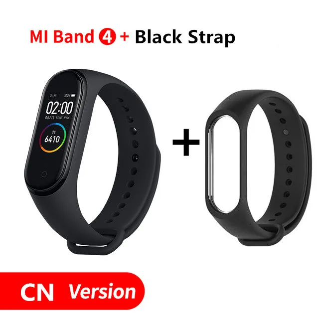 CN black strap Xiaomi Mi смарт-браслет 4 цветной экран пульсометр фитнес 135 мАч Bluetooth 5,0 спортивный водонепроницаемый браслет - Цвет: CN black strap
