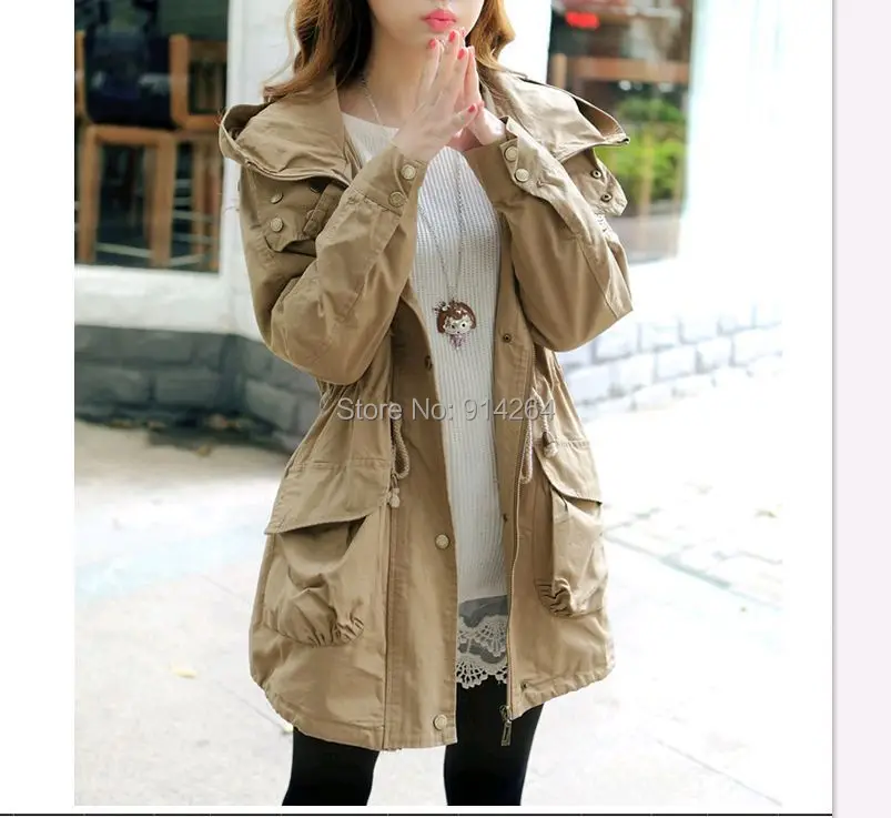 Women's Lightweight Military Army Green Parka Jacket Coat Hoodie (M/L/XL) Size | Женская одежда