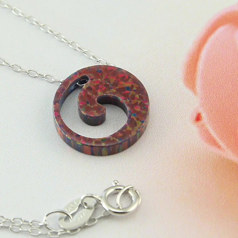 Женское колье с эфиопским опалом ожерелье из серебра 925 пробы натуральным камнем