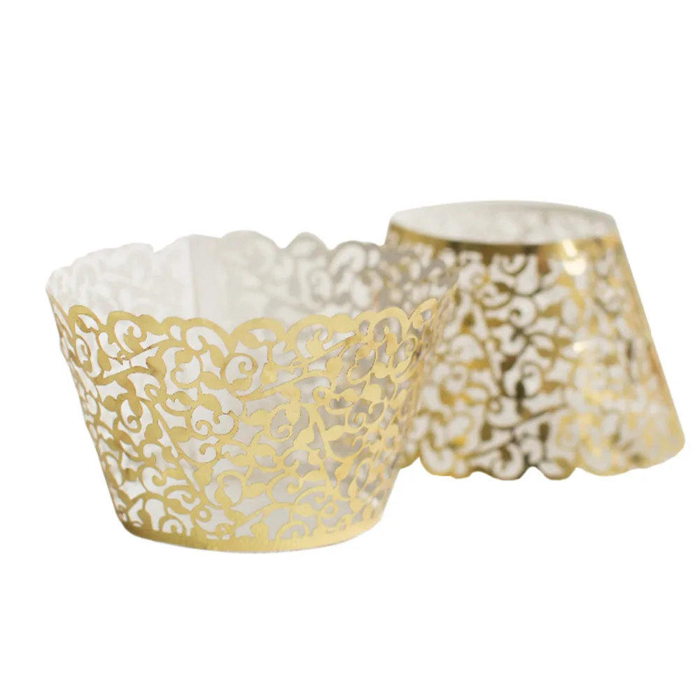 Модные 12 шт полые украшения свадебные филигранные винтажные обертки для кексов