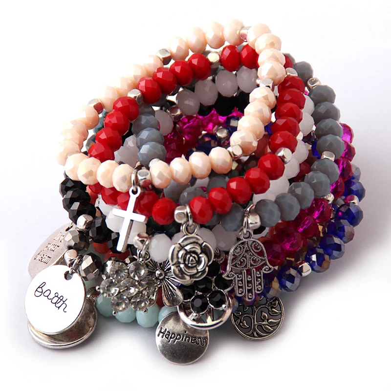 Новый дизайн энергетические браслеты красивые стеклянные бриллиантовые 12