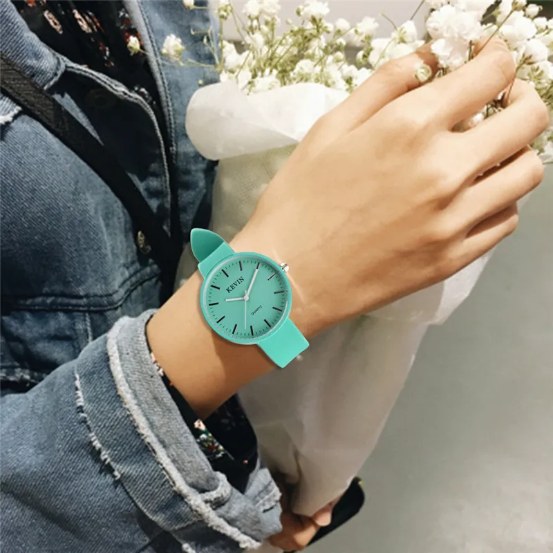 Женские кварцевые часы с силиконовым ремешком круглым циферблатом|clock fashion|watch