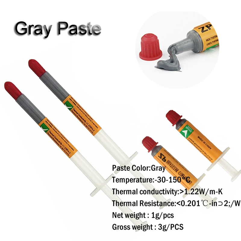 500 шт Серый/Серебряный/шприц тепловой смазки серый процессор чип радиатор паста