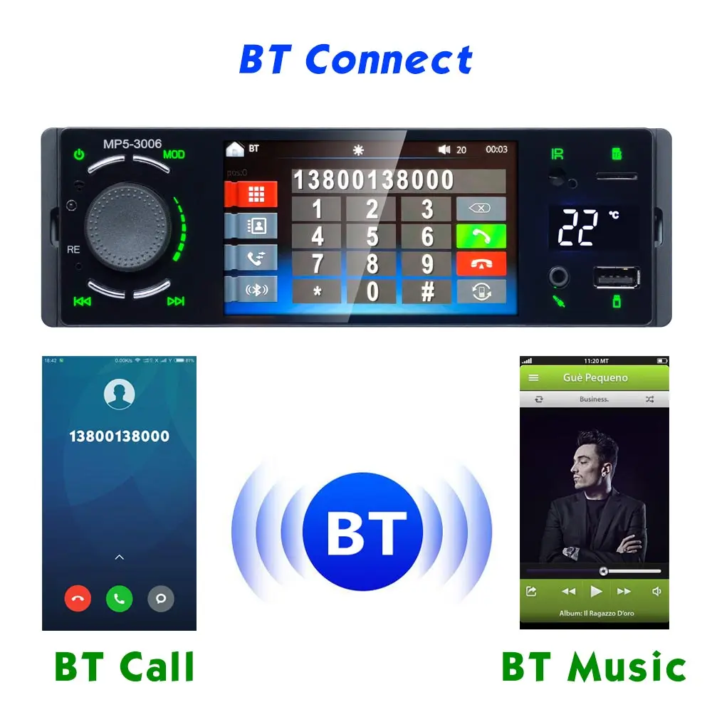 Camecho 1 Din Bluetooth автомобильное радио 4 ''сенсорный экран зеркальная связь