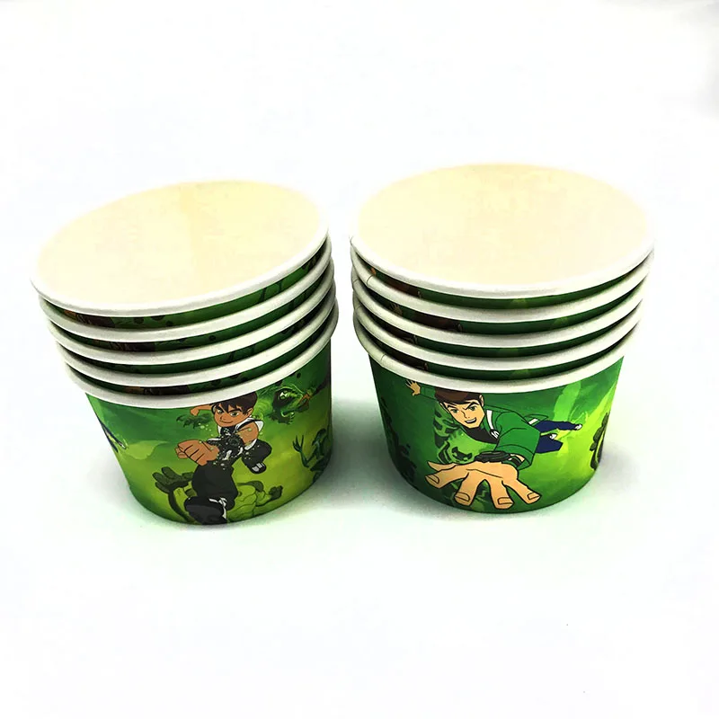 10pcs ice cream cups Бен 10 тема вечерние украшения детский душ вечерние поставки», «Бен 10» тема пластины салфетки для стаканчиков», «Бен 10» тематические баннеры выбросы - Цвет: 10pcs ice cream cups