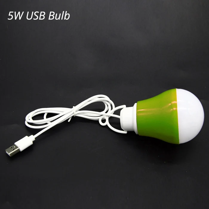 Green Лампочка USB Белый свет разноцветные ПВХ экологическая лампа 5 в 5 Вт портативный светодиодный лампы usb-лампы для пеших прогулок путешествия наружного освещения - Цвет: Green