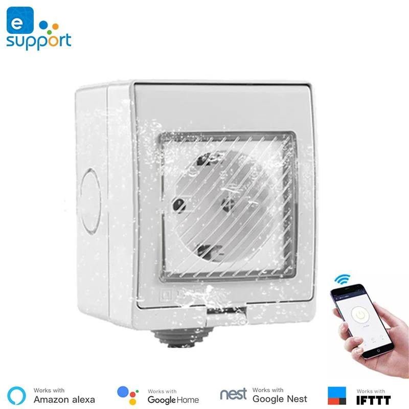 Умная розетка eWeLink с Wi-Fi, водонепроницаемая, IP55, уличная, умная розетка с европейской вилкой, совместима с Alexa Google Home IFTTT для умного дома